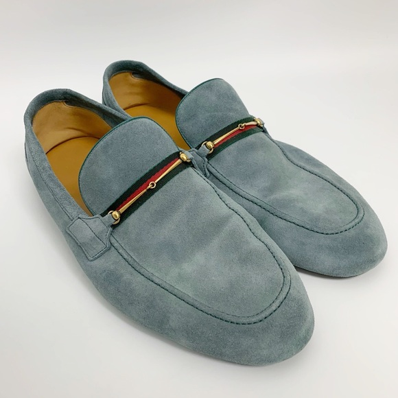 Gucci Other - Gucci Horsebit Web Suede Loafers Shoes Slip Ons Sz 11 US Sz 11.5